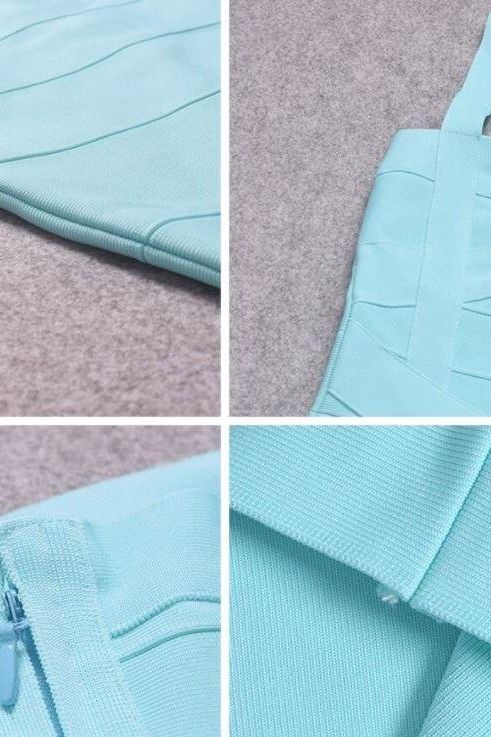 Sky Blue Sweetheart Wrap Criss Cross Bandage Bodycon Midi Dress