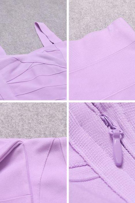 Violet Purple Sweetheart Criss Cross Waist Bandage Bodycon Midi Dress