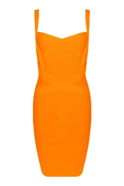 Apricot Orange Sweetheart Criss Cross Waist Bandage Bodycon Mini Dress