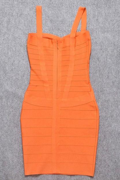 Apricot Orange Sweetheart Criss Cross Waist Bandage Bodycon Mini Dress