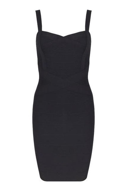 Classic Black Bandage Sweetheart Neck Criss Cross Bodycon Mini Dress