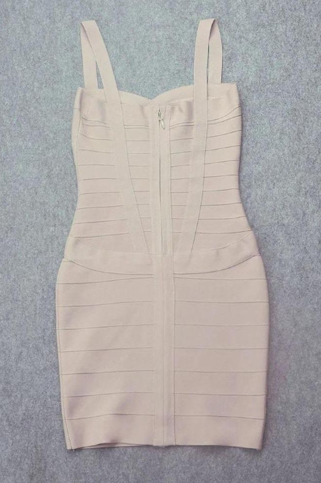 Cream Sweetheart Criss Cross Waist Bandage Bodycon Mini Dress