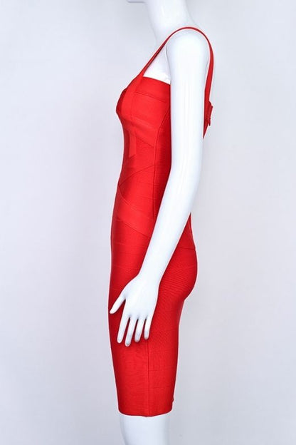 Lipstick Red Bandage Sweetheart Neck Criss Cross Bodycon Mini Dress