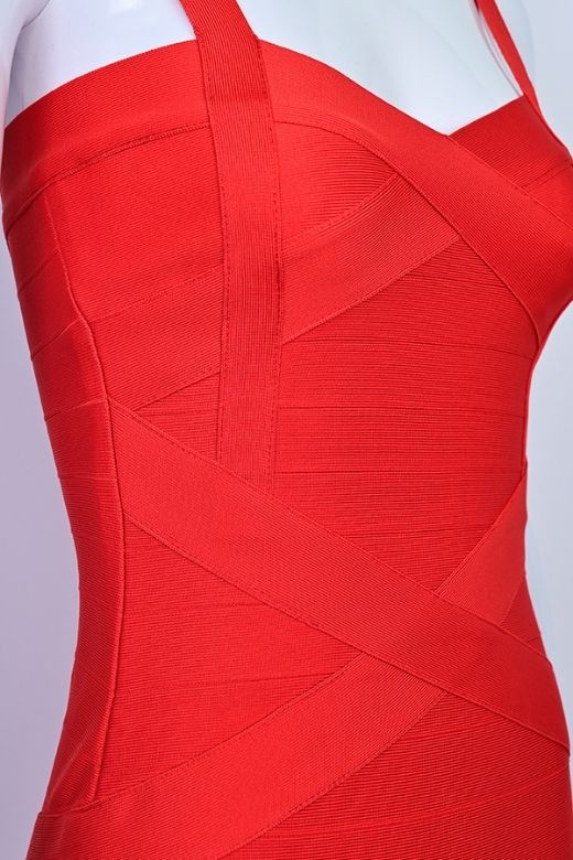 Lipstick Red Bandage Sweetheart Neck Criss Cross Bodycon Mini Dress