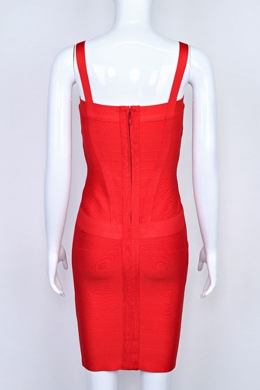 Lipstick Red Bandage Sweetheart Neck Criss Cross Bodycon Mini Dress