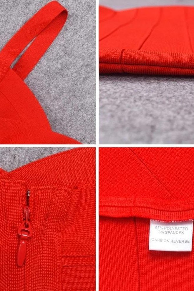 Lipstick Red Sweetheart Wide Strap Criss Cross Bandage Bodycon Mini Dress