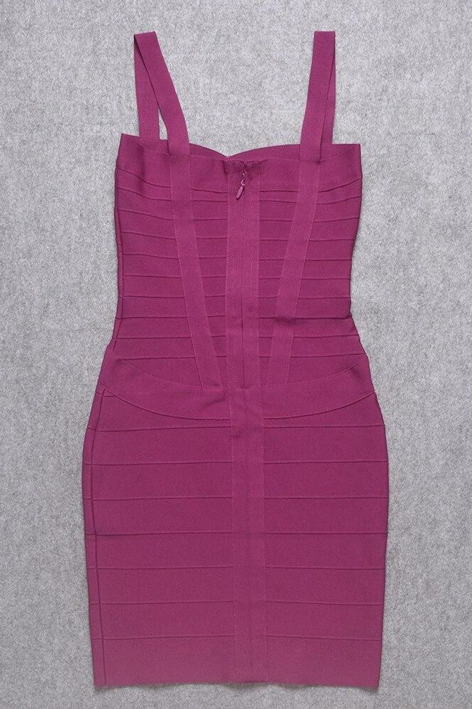 Magenta Pink Sweetheart Criss Cross Waist Bandage Bodycon Mini Dress