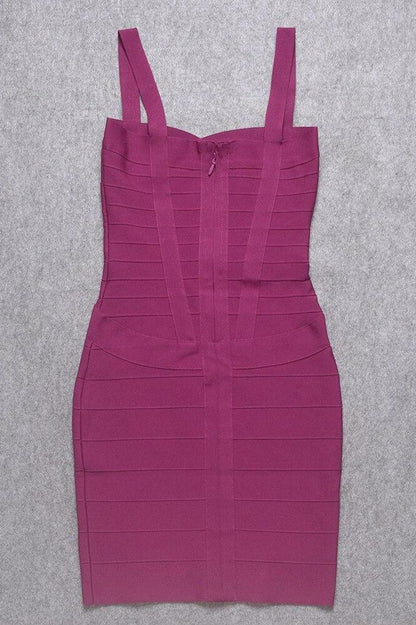 Magenta Pink Sweetheart Criss Cross Waist Bandage Bodycon Mini Dress