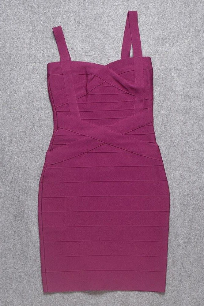 Magenta Pink Sweetheart Criss Cross Waist Bandage Bodycon Mini Dress