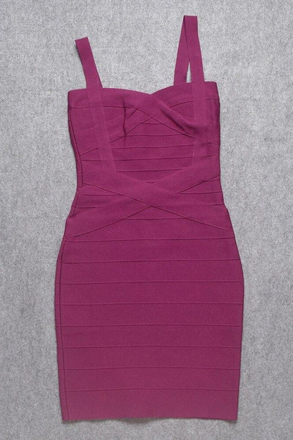 Magenta Pink Sweetheart Criss Cross Waist Bandage Bodycon Mini Dress