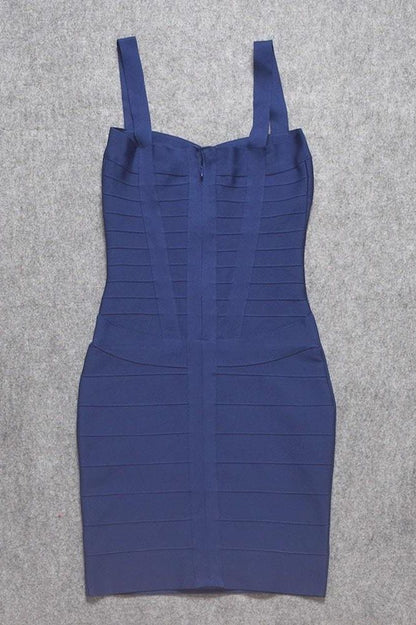 Navy Blue Sweetheart Criss Cross Waist Bandage Bodycon Mini Dress