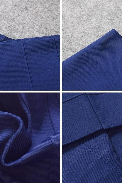 Navy Blue Sweetheart Criss Cross Waist Bandage Bodycon Mini Dress