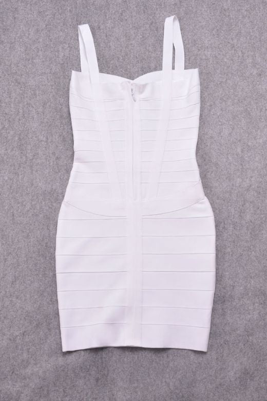 Pearl White Sweetheart Criss Cross Waist Bandage Bodycon Mini Dress