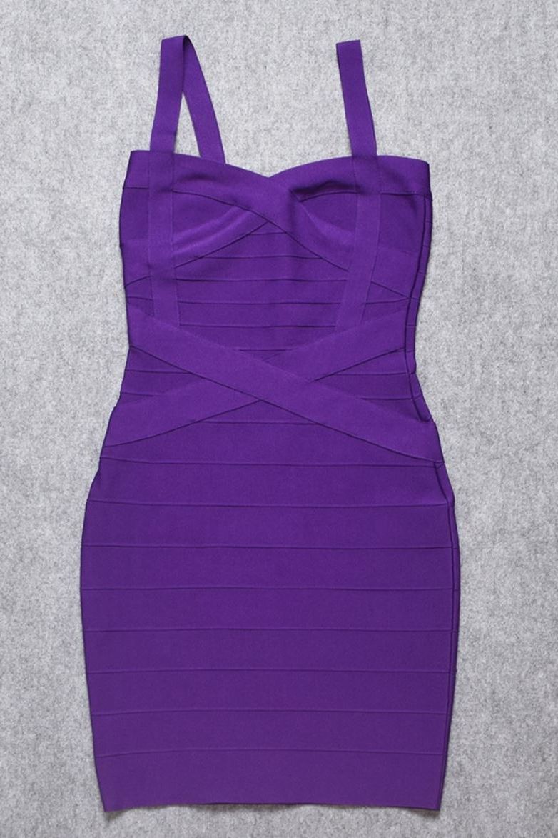 Plum Purple Sweetheart Criss Cross Waist Bandage Bodycon Mini Dress
