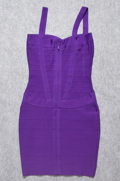 Plum Purple Sweetheart Criss Cross Waist Bandage Bodycon Mini Dress