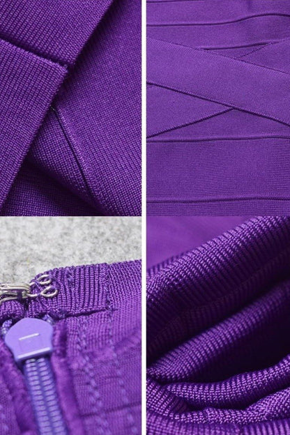 Plum Purple Sweetheart Criss Cross Waist Bandage Bodycon Mini Dress