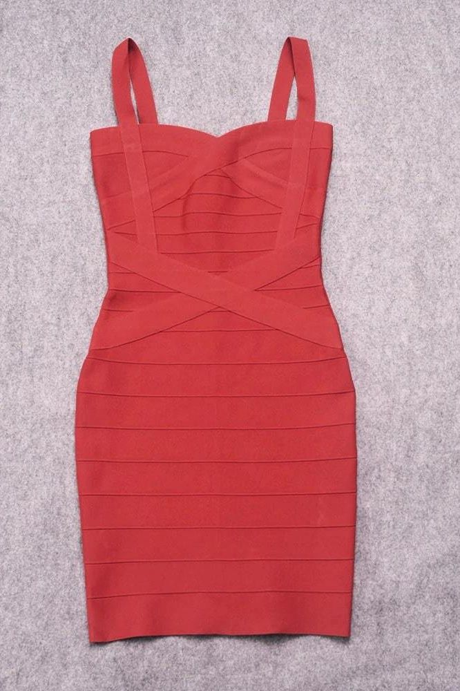 Red Wine Bandage Sweetheart Neck Criss Cross Bodycon Mini Dress