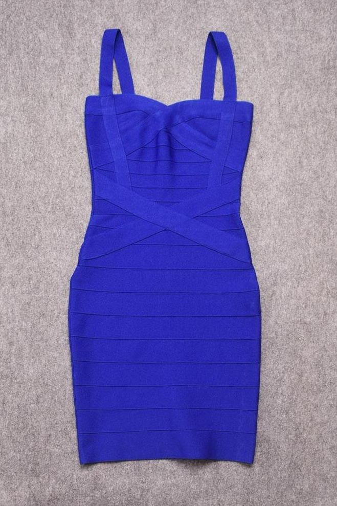 Royal Blue Sweetheart Criss Cross Waist Bandage Bodycon Mini Dress