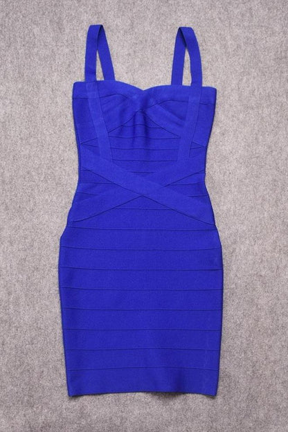 Royal Blue Sweetheart Criss Cross Waist Bandage Bodycon Mini Dress