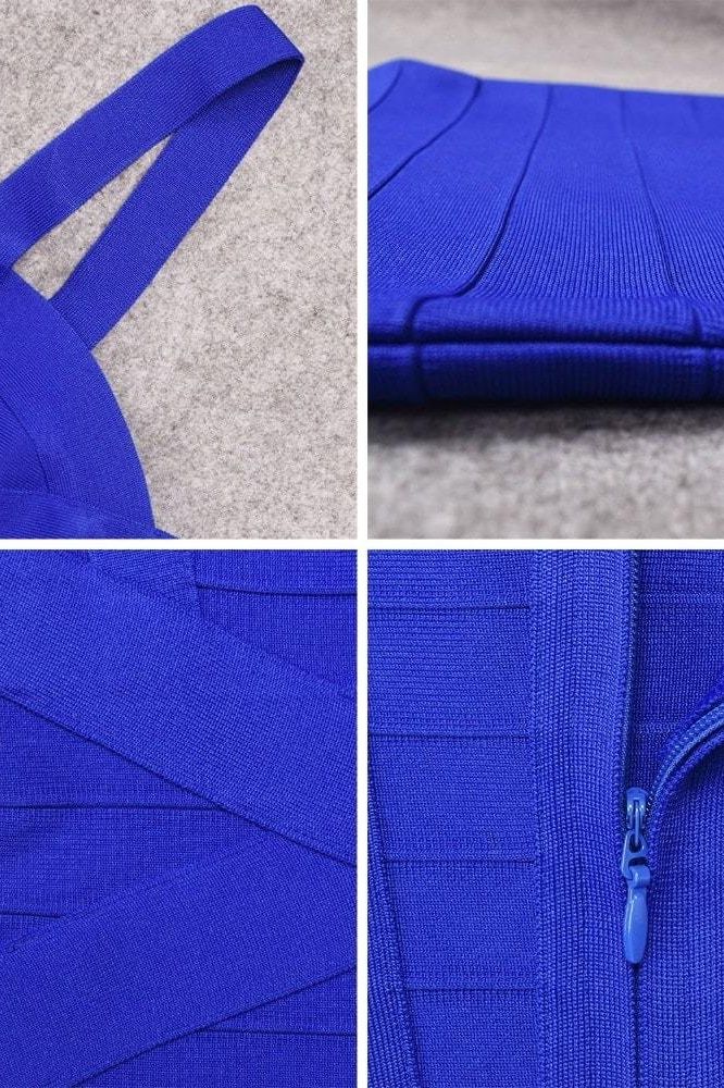 Royal Blue Sweetheart Criss Cross Waist Bandage Bodycon Mini Dress