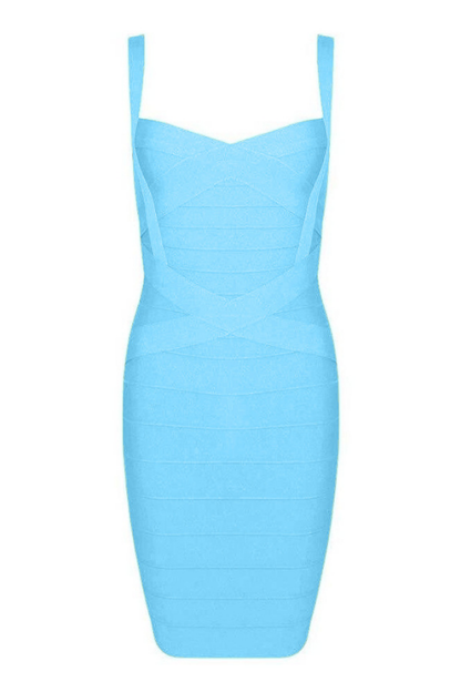 Sky Blue Sweetheart Criss Cross Waist Bandage Bodycon Mini Dress