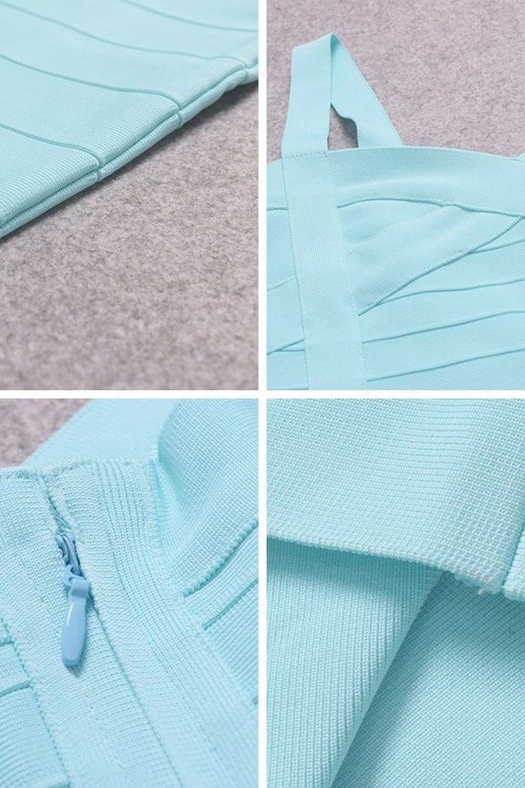 Sky Blue Sweetheart Wide Strap Criss Cross Bandage Bodycon Mini Dress