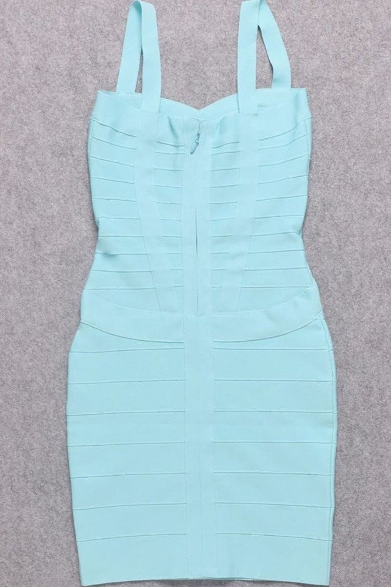 Sky Blue Sweetheart Wide Strap Criss Cross Bandage Bodycon Mini Dress