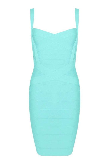 Sky Blue Sweetheart Wide Strap Criss Cross Bandage Bodycon Mini Dress