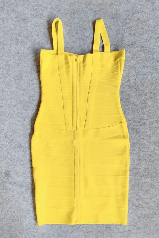 Sun Yellow Sweetheart Criss Cross Waist Bandage Bodycon Mini Dress