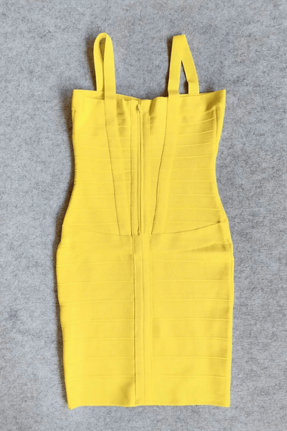 Sun Yellow Sweetheart Criss Cross Waist Bandage Bodycon Mini Dress