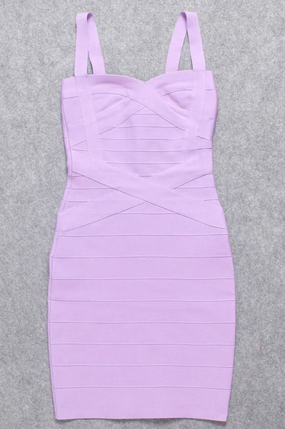 Violet Purple Sweetheart Criss Cross Waist Bandage Bodycon Mini Dress