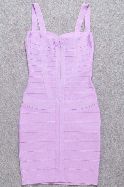 Violet Purple Sweetheart Criss Cross Waist Bandage Bodycon Mini Dress