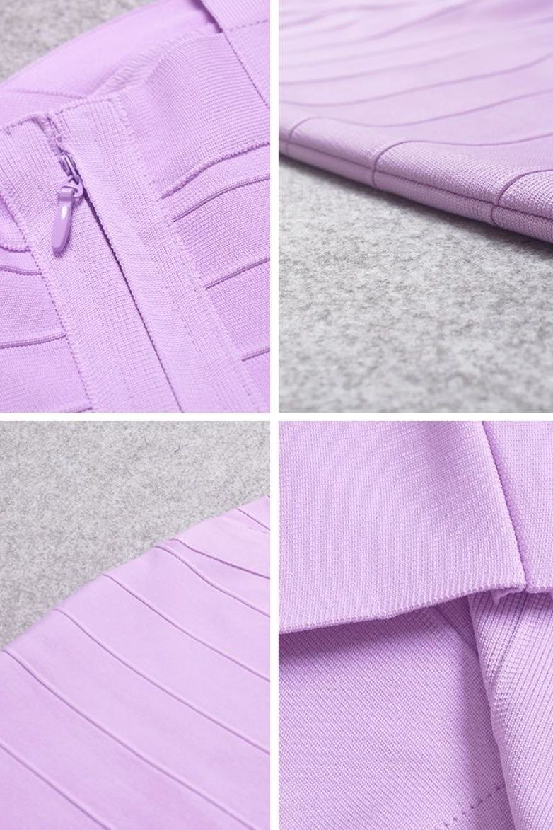 Violet Purple Sweetheart Neck Cross Strap Waist Bandage Bodycon Mini Dress