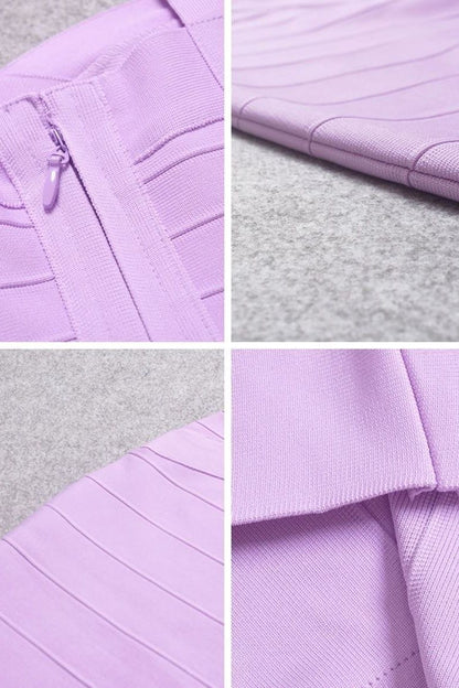 Violet Purple Sweetheart Criss Cross Waist Bandage Bodycon Mini Dress