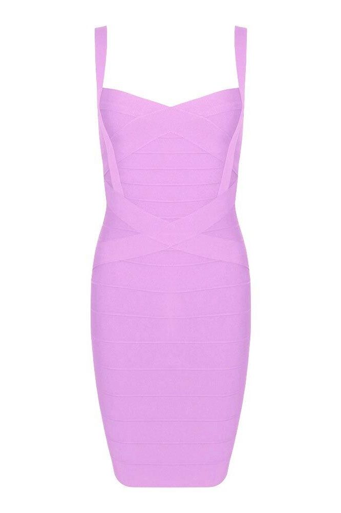 Violet Purple Sweetheart Criss Cross Waist Bandage Bodycon Mini Dress