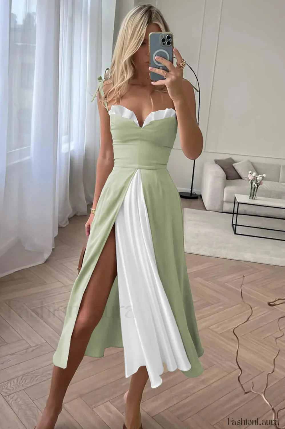 High Waist Stylish Satin Wrap Dress