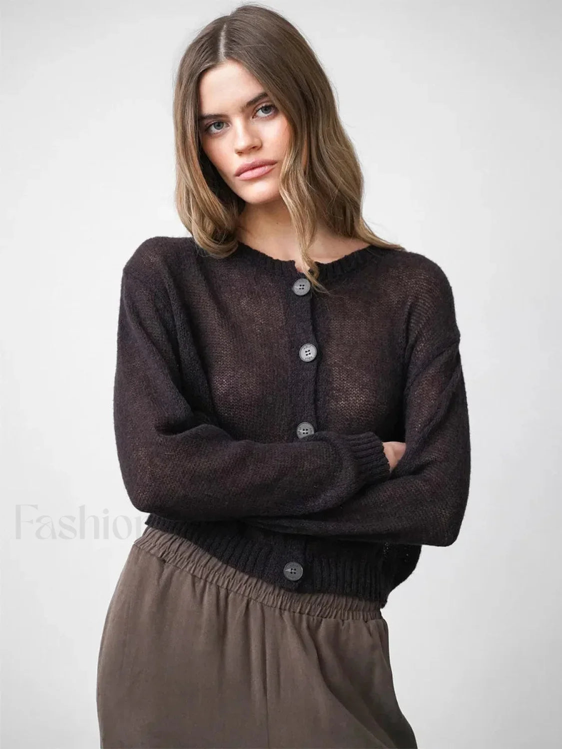 Hollow Knit See-Through Cardigan