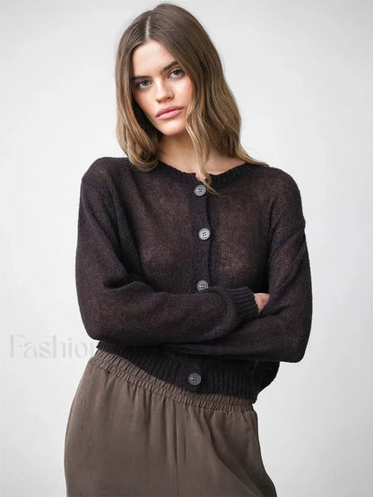 Hollow Knit See-Through Cardigan
