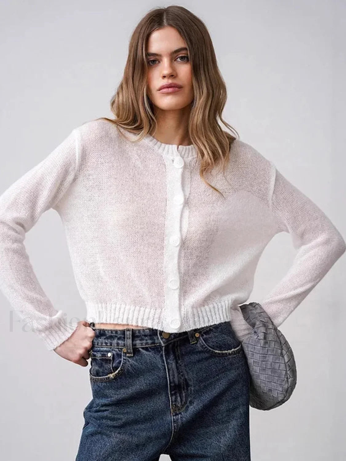 Hollow Knit See-Through Cardigan
