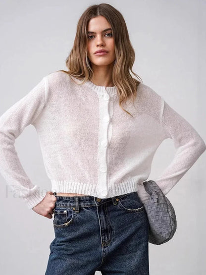 Hollow Knit See-Through Cardigan