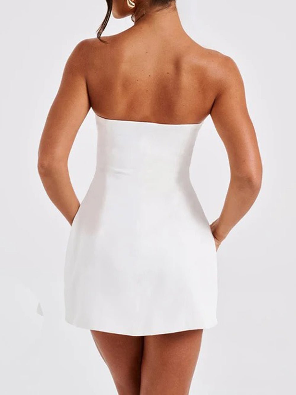Strapless Panel Seam Pocket Bodycon Mini Dress