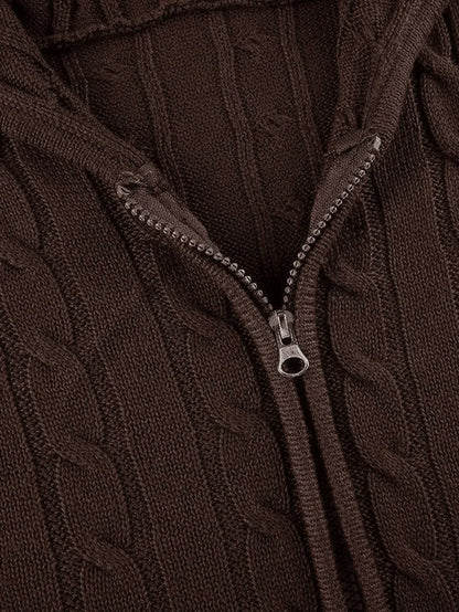 Hooded Button Graceful Front Knit Cardigan