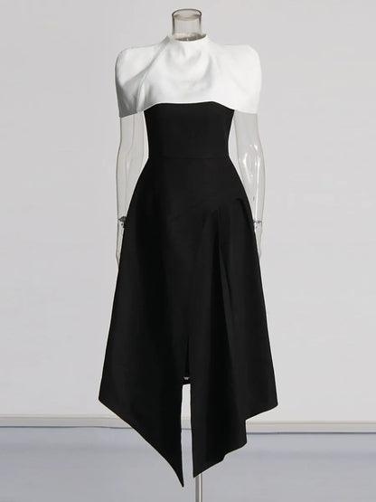 Folded Collar Capelet Layered Wrap Front Pointed Hem Midi Dress