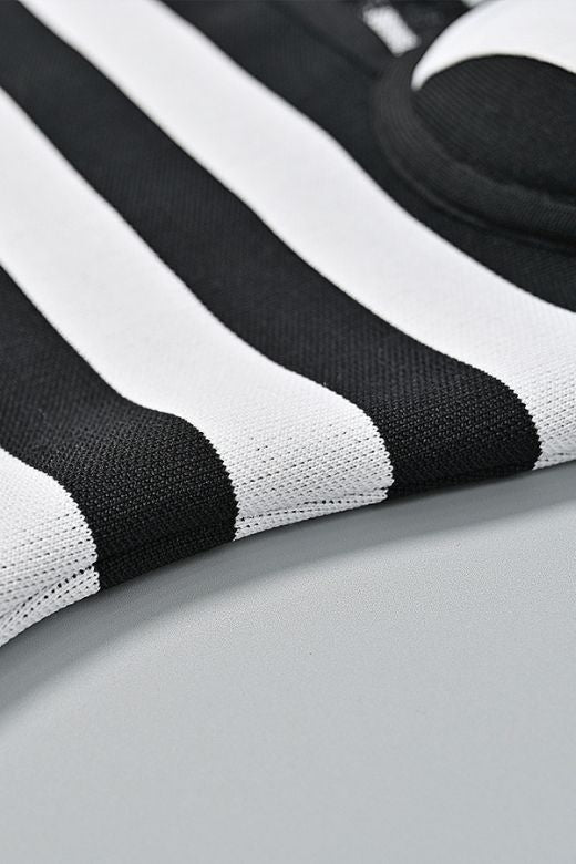 Classic Black Strapless Sweetheart Striped Bandage Mini Dress