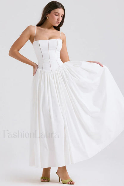 Isabella White Stylish Cotton Sundress