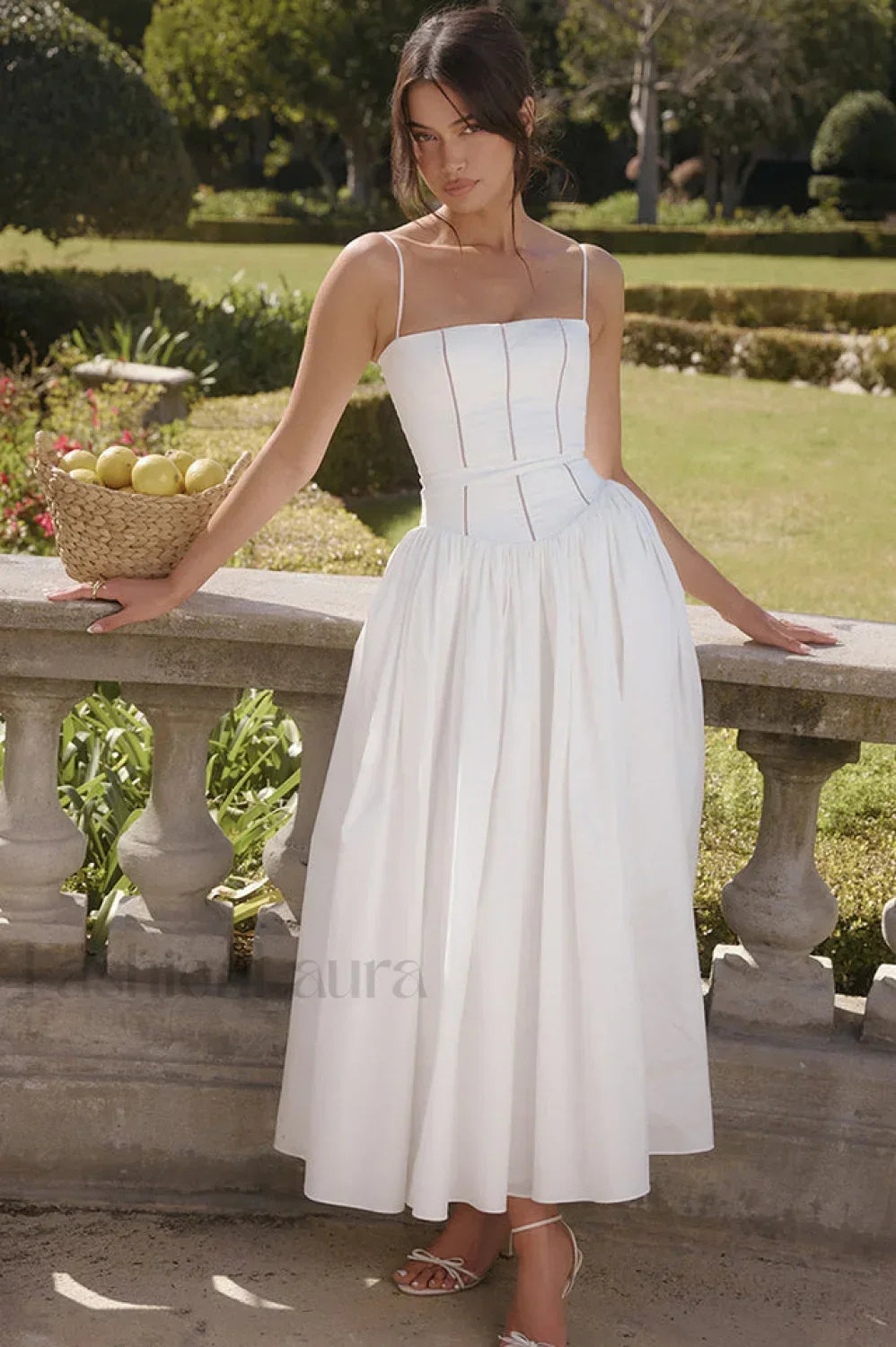 Isabella White Stylish Cotton Sundress