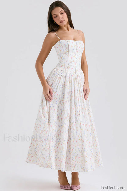 Isabella White Stylish Cotton Sundress