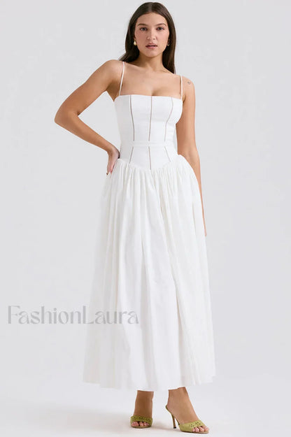 Isabella White Stylish Cotton Sundress