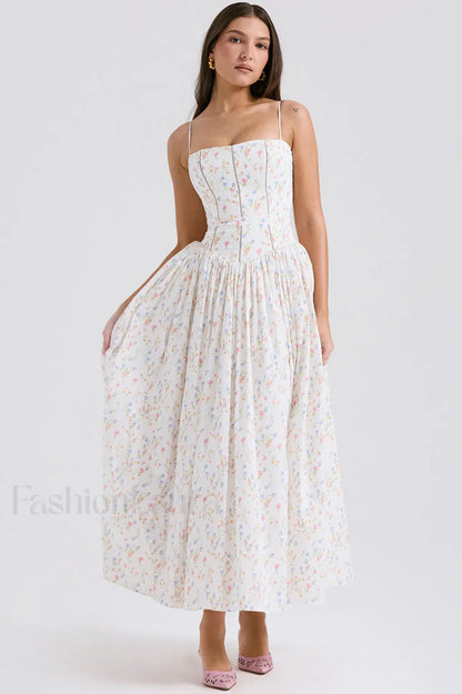 Isabella White Stylish Cotton Sundress
