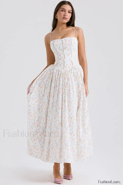 Isabella White Stylish Cotton Sundress